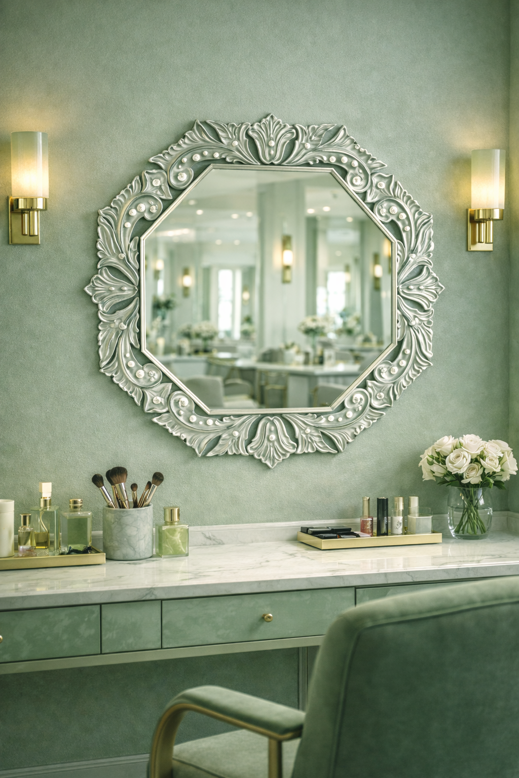 Handmade Silver Venetian Decorative Mirrors In Octagon Shape thumbnail